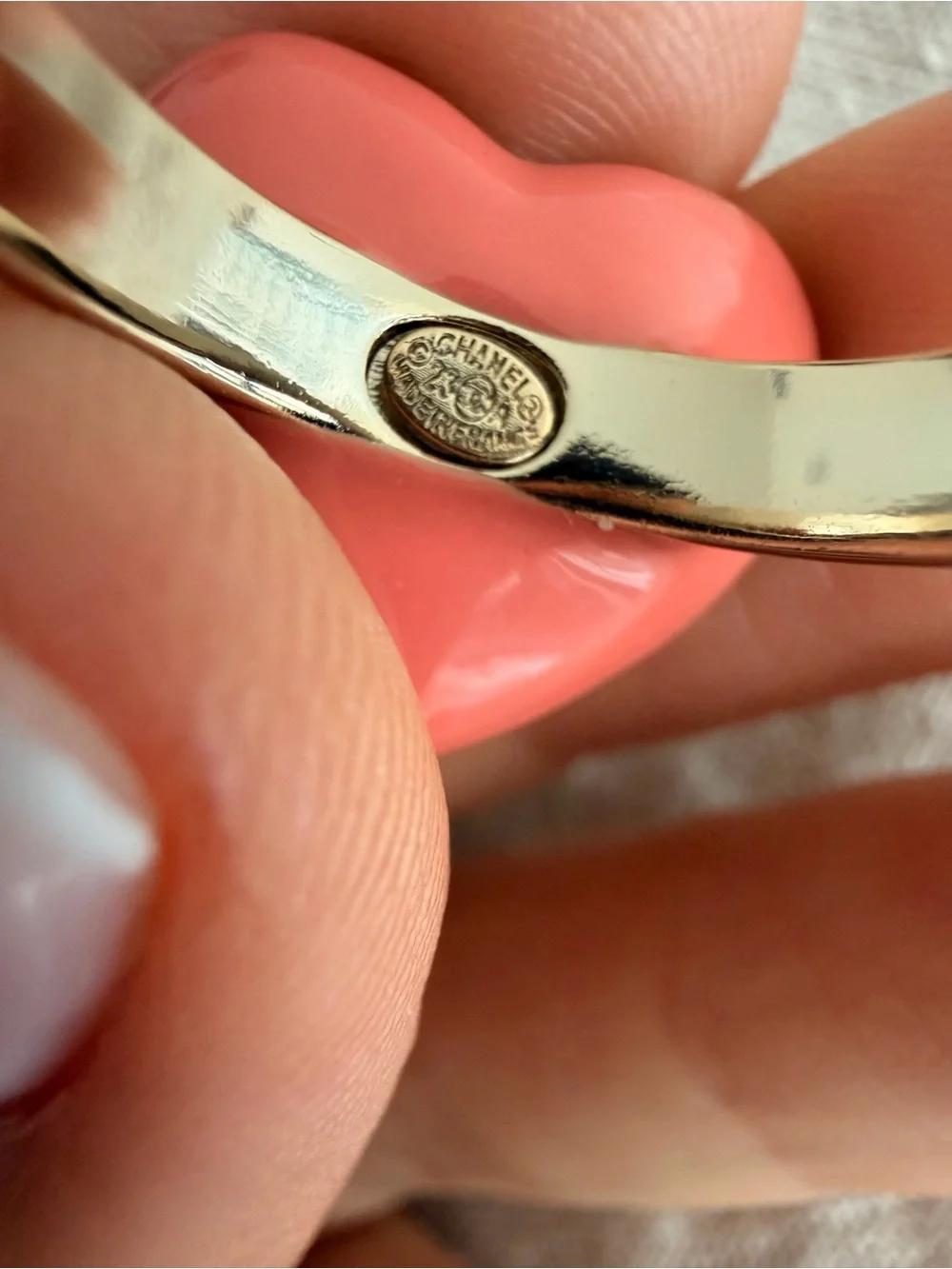 💗CHANEL Pink and Clear Crystal Heart Ring with CC Logo🤍